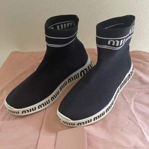 Miu Miu sock knit high top trainer